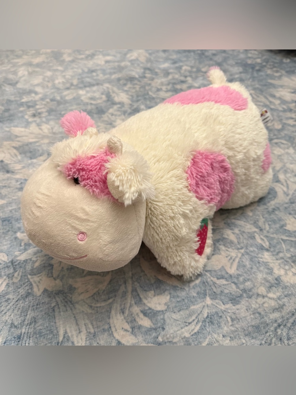 Pillow pet Plush pink strawberry Cow Pet Toy Pink and Cream Soft Stuffed animal